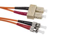 536-6939 RS PRO ST to SC Duplex Multi Mode OM2 Fibre Optic Cable, 50/125μm, Orange, 1m