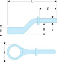 54a24 Facom 54A Series Ring Spanner, 24mm, Metric, 180 mm Overall