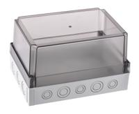 pcm-200150-t-enclosure Fibox Grey Polycarbonate Enclosure, IP66, IP67, Clear Lid, 255 x 180 x 150mm