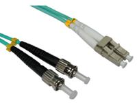 284-6957 RS PRO LC to ST Duplex Multi Mode OM3 Fibre Optic Cable, 3mm, Light Blue, 5m