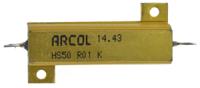 hs50-r01-k Arcol, 10mΩ 50W Wire Wound Chassis Mount Resistor HS50 R01 K ±10%