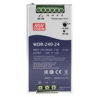 wdr-240-24 MEAN WELL WDR Switched Mode DIN Rail Power Supply, 180 → 550V ac ac Input, 24V dc dc Output, 10A Output, 240W