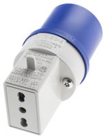 610380 Scame IP20 Blue 1 x 2P + E, 1 x 2P + E Industrial Power Connector Adapter Plug, Socket, Rated At 16A, 250 V