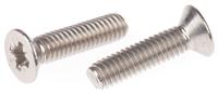 528-980 RS PRO Pozi M4 Countersunk A2 304 Stainless Steel Machine Screws DIN 965 x 16.0mm