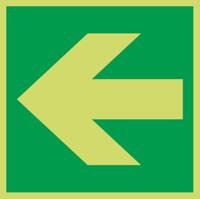 219-7386 Plastic FIRE EXIT, Nite-Glo Left Arrow Exit Sign