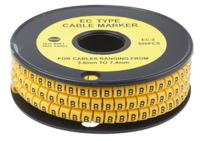 812-0972 RS PRO Slide On Cable Markers, Black on Yellow, Pre-printed "B", 3.6 → 7.4mm Cable