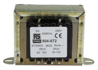 504-672 RS PRO 50VA 2 Output Chassis Mounting Transformer, 12V ac, IEC 61558-2-6