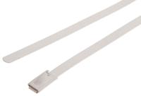 743-6314 RS PRO Cable Tie, Roller Ball, 150mm x 4.6 mm, White Polyester Coated Stainless Steel, Pk-100