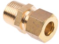 0105-12-21 Legris Brass Pipe Fitting, Straight Compression Coupler, Male R 1/2in to Female 12mm