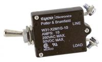 w31-x2m1g-10 TE Connectivity Thermal Circuit Breaker - W31  Single Pole 50 V dc, 240V ac Voltage Rating, 10A Current Rating
