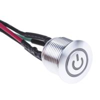 175-8727 RS PRO Illuminated Push Button Switch, Momentary, Panel Mount, 16mm Cutout, SPST, Blue LED, 36V dc, IP67