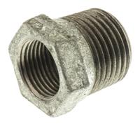 770241220 Georg Fischer Galvanised Malleable Iron Fitting, Straight Reducer Bush, Male BSPT 1/2in to Female BSPP 3/8in