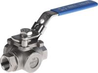 499-1887 RS PRO Stainless Steel L Port, 3 Way, Ball Valve, Threaded, BSPP 1/2in, 68bar Operating Pressure