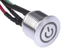 175-8474 RS PRO Illuminated Push Button Switch, Momentary, Panel Mount, 16mm Cutout, SPST, Green LED, 36V dc, IP67