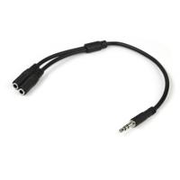 muy1mffs StarTech.com Male 3.5mm Stereo Jack to Female 3.5mm Stereo Jack x 2 Aux Cable, Black, 200mm MUY1MFFS