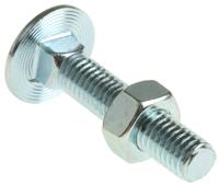 512-1051 Bright Zinc Plated Steel Coach Bolt, M8 x 40mm