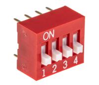 nds-04-v APEM 4 Way Through Hole DIP Switch SPST, Raised Actuator