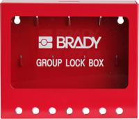 metal-wall-lock-box-small Brady Red 7-Lock Powder Coated Steel Group Lockout & Permit Control