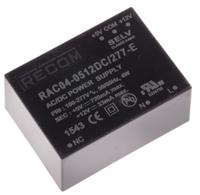 rac04-0512dc277-e Recom Switching Power Supply, RAC04-0512DC/277-E, 5V dc, 33 mA, 720 mA, 4W, 1 Output, 80 → 305V ac Input Voltage