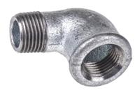 770092204 Georg Fischer Galvanised Malleable Iron Fitting, 90° Elbow, Male BSPT 1/2in to Female BSPP 1/2in