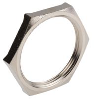 52103350 Lapp Silver Flame Retardant, Halogen Free Nickel Plated Brass Cable Gland Locknut, M40 Thread