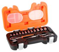 s160af Bahco 16-Piece Imperial 1/4 in Standard Socket Set with Ratchet, 6 point