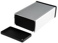 1455n1602 Hammond 1455 Series Silver Aluminium Enclosure, IP54, Black Lid, 160 x 103 x 53mm