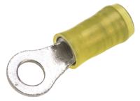 130167 TE Connectivity, PIDG Insulated Ring Terminal, M5 Stud Size, 2.6mm² to 6.6mm² Wire Size, Yellow