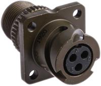 97b-3100a-10sl-3s Amphenol Limited, 97B, Brass 3 Way Wall Mount MIL Spec Circular Connector Receptacle, Socket Contacts,Shell Size 10SL,