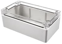 1554h2gycl Hammond 1554 Series Grey Polycarbonate Enclosure, IP68, Clear Lid, 180.3 x 119.4 x 61mm