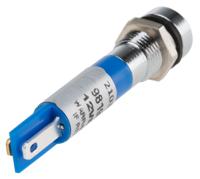 210-361 RS PRO Blue Panel Mount Indicator, 12V dc, 8mm Mounting Hole Size, Solder Tab Termination