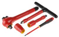 7811dmv Bahco 11-Piece Metric 1/2 in Standard Socket Set with Ratchet, 12 point, VDE/1000V