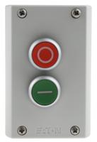 216529-m22-i2-m1 Eaton Momentary Enclosed Push Button - 2NO/2NC, Plastic, 2 Cutouts, Red/Green, O/I, IP67