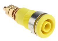 233020-24 Staubli Yellow Female Banana Socket, 4 mm Connector, Solder Termination, 32A, 1000V, Gold Plating