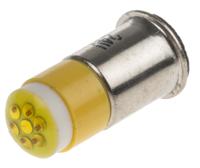 209-995 RS PRO Yellow LED Indicator Lamp, 24V dc, Midget Flange Base, 6mm Diameter, 45mcd