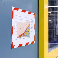 4945132 Durable MagneticDURAFRAME® MAGNETIC SECURITY Red/White A4 Metal Information Frame, 4.5mm Height, 236mm Width