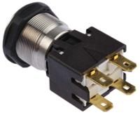 124168241124000 Schurter MSM LA 19 Series Illuminated Push Button Switch, Latching, Panel Mount, 19mm Cutout, DPDT, Blue LED, 125/250V
