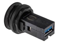 09454521904 HARTING Straight, Panel Mount, Socket- Single Port Type A to A 3.0 USB Connector