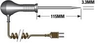 342-8849 RS PRO T Needle Temperature Probe, 115mm Length, 3.3mm Diameter, +400 °C Max
