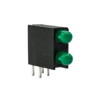 553-0222f Dialight 553-0222F, Green Right Angle PCB LED Indicator, 2 LEDs, Through Hole 2.2 V