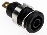 233000-21 Staubli Black Female Banana Socket, 4 mm Connector, Tab Termination, 24A, 1000V, Gold Plating