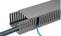 185-42020-htwd-pd-20x20-pvc-gy HellermannTyton HTWD-PD Grey Slotted Panel Trunking - Open Slot, W20 mm x D20mm, L2m, PVC