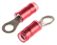 51863 TE Connectivity, PIDG Insulated Ring Terminal, M3.5 Stud Size, 0.26mm² to 1.65mm² Wire Size, Red