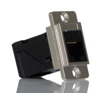 257-6710 RS PRO Single-Port RJ45 Female Feedthrough Ethernet Connector, Cat5e, Unshielded