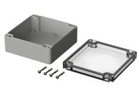 02217200 Bopla Euromas Series Light Grey Polycarbonate Enclosure, IP66, IK07, Transparent Lid, 122 x 120 x 55mm