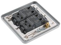 k3592-alm MK Electric Silver Metal Clad Switch, 2 Way, 2 Gang, Metalclad
