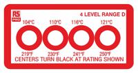 286-052 RS PRO Non-Reversible Temperature Sensitive Label, 104°C to 121°C, 4 Levels