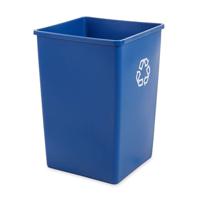 fg395873blue Rubbermaid Commercial Products Universal 35gal Blue Flip Resin Waste Bin