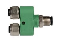1511789 Phoenix Contact Y-Shaped 4 Pole M12 Plug to 4 Pole M12 Socket Adapter
