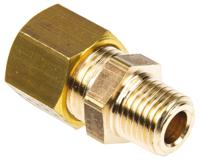 0105-10-13 Legris Brass Pipe Fitting, Straight Compression Coupler, Male R 1/4in to Female 10mm